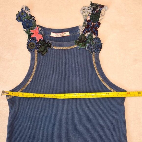 Replay vintage tank top with embroidered details blue, size XS - Picture 9 of 13